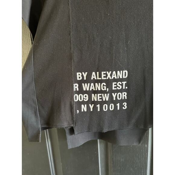 T by Alexander Wang Black Waffle Jersey Rib Combo Cap Sleeves Top Size Medium - Picture 7 of 14
